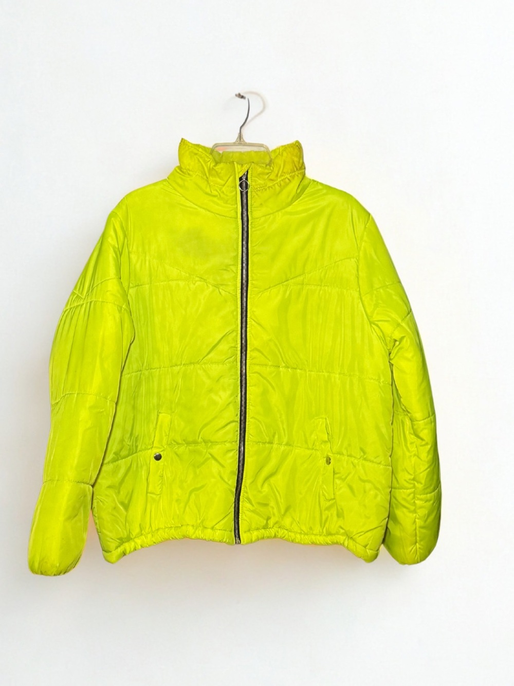 Women’s Neon Yellow Puffer Jacket - Lightweight Warmth